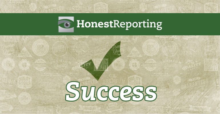 HonestReporting Success