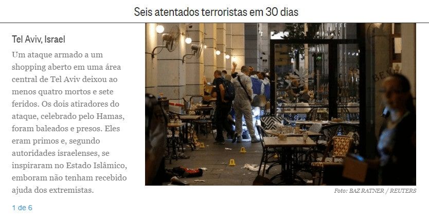6 atentados terroristas em 30 dias