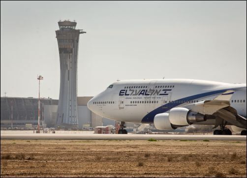 El Al flight seen at the airstrip at the Ben Gurion International Airport. February 26, 2015. Photo by Moshe Shai/FLASH90
