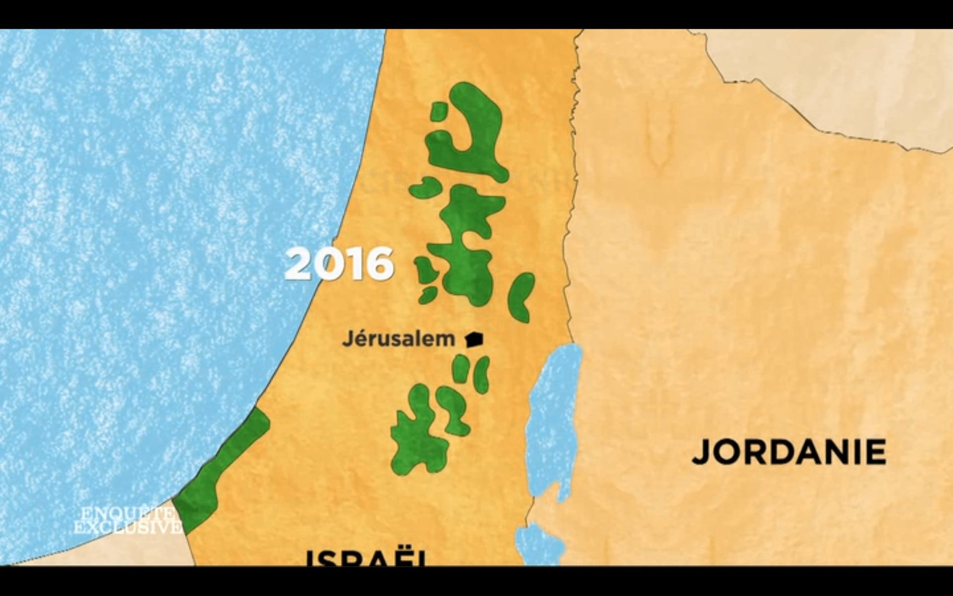 La carte des territoires palestiniens en 2016