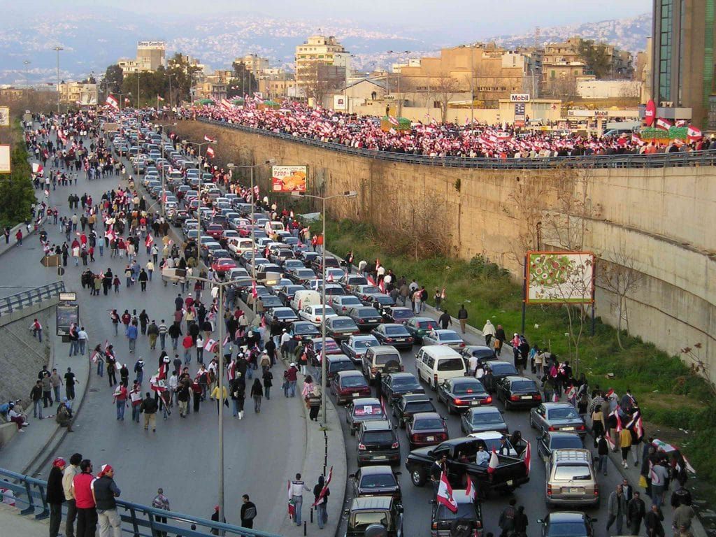 Lebanese protest against Syrian occupation