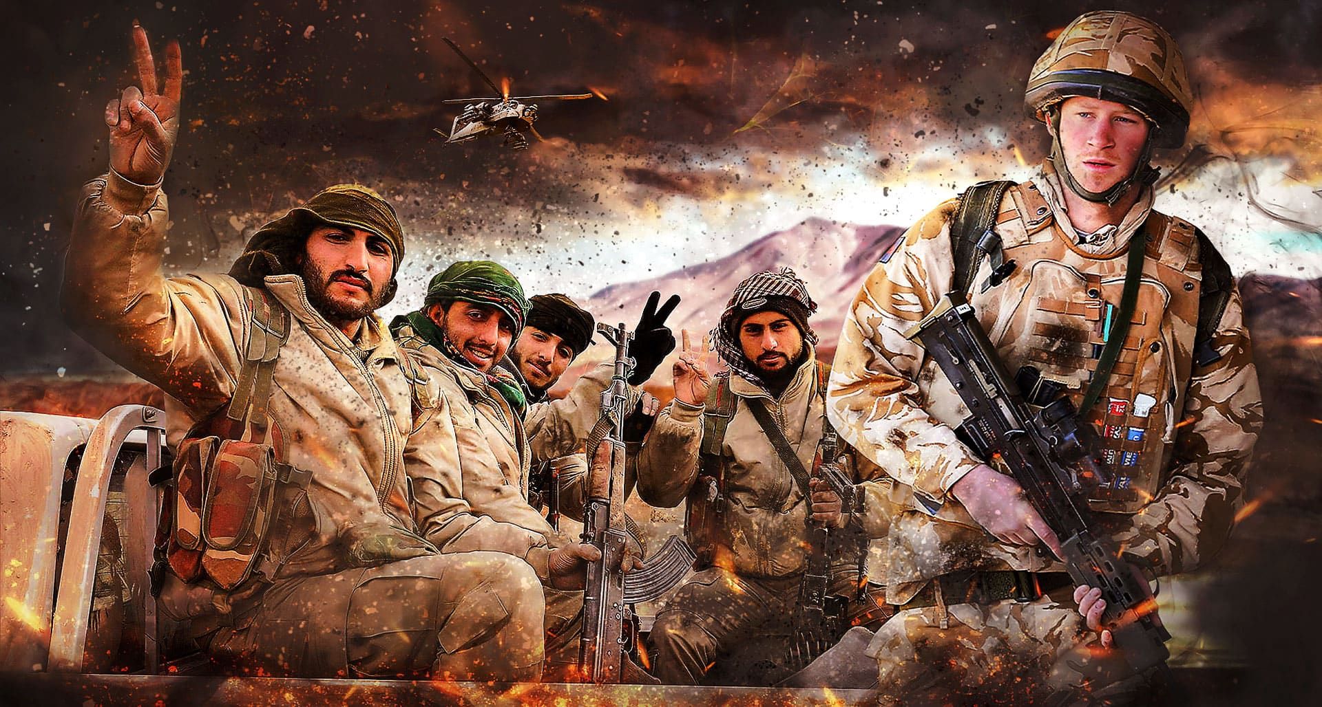 Prince Harry Taliban kills Credit Images: Taliban Fighters - Kurdishstruggle via Flickr Prince Harry - JOHN STILLWELL/AFP via Getty Images