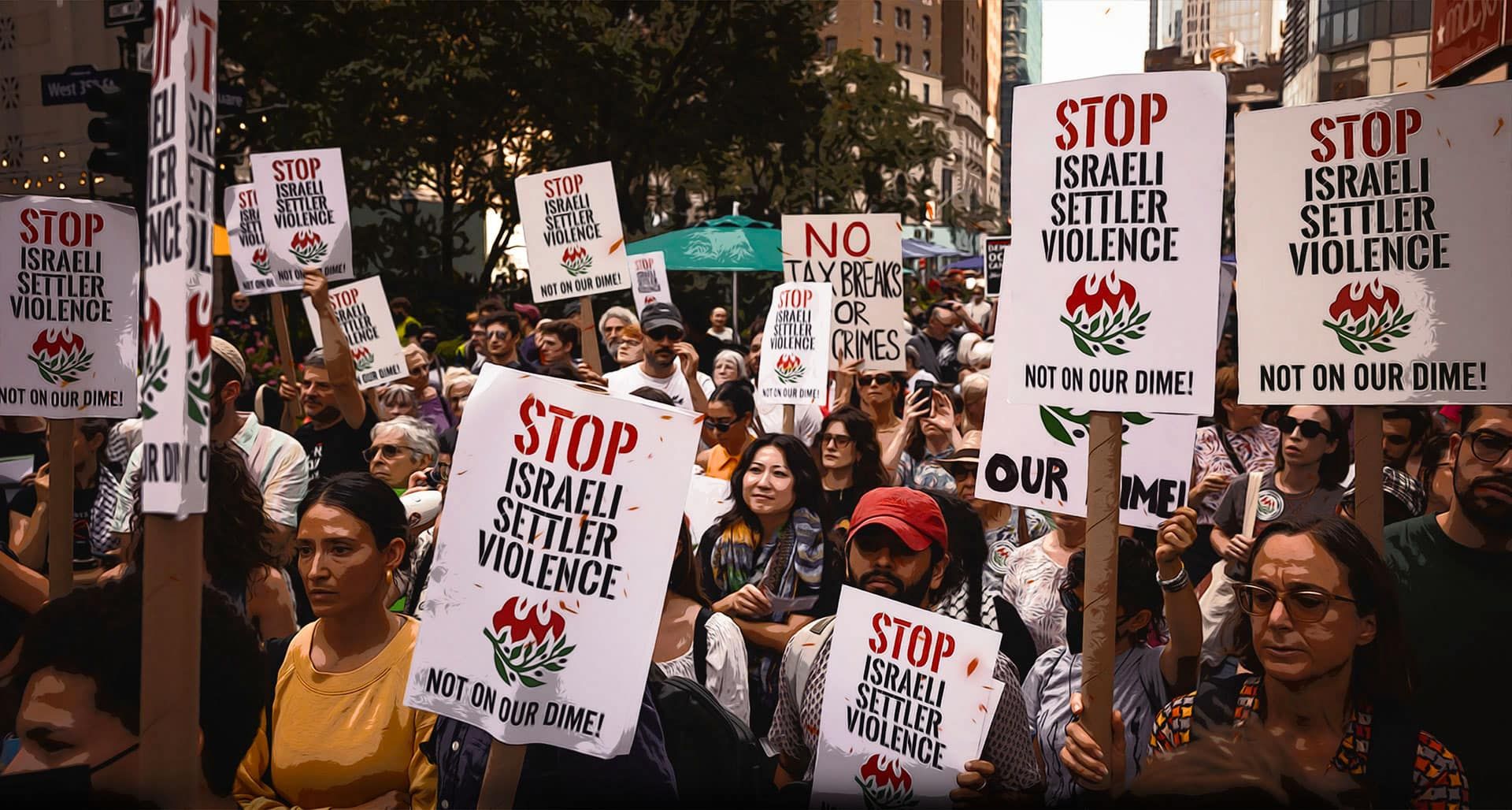 Pro-Palestinian rally in New York in July 2023 Credit: YUKI IWAMURA/AFP via Getty Image