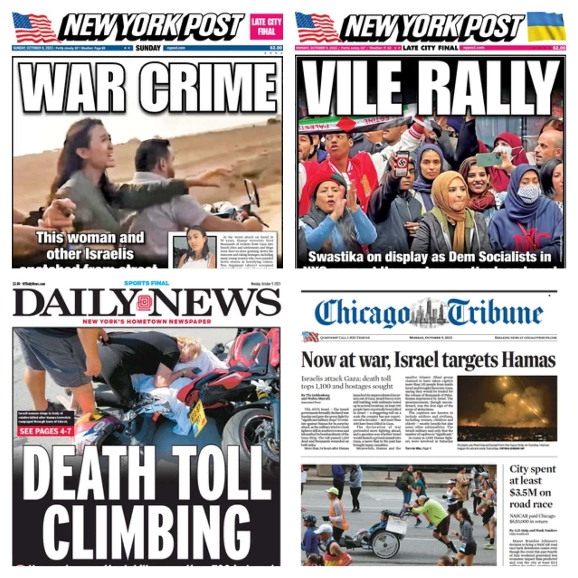 International newspaper front pages 