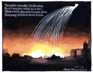 Peter Brookes, 2009 The Times, white phosphorus in Gaza