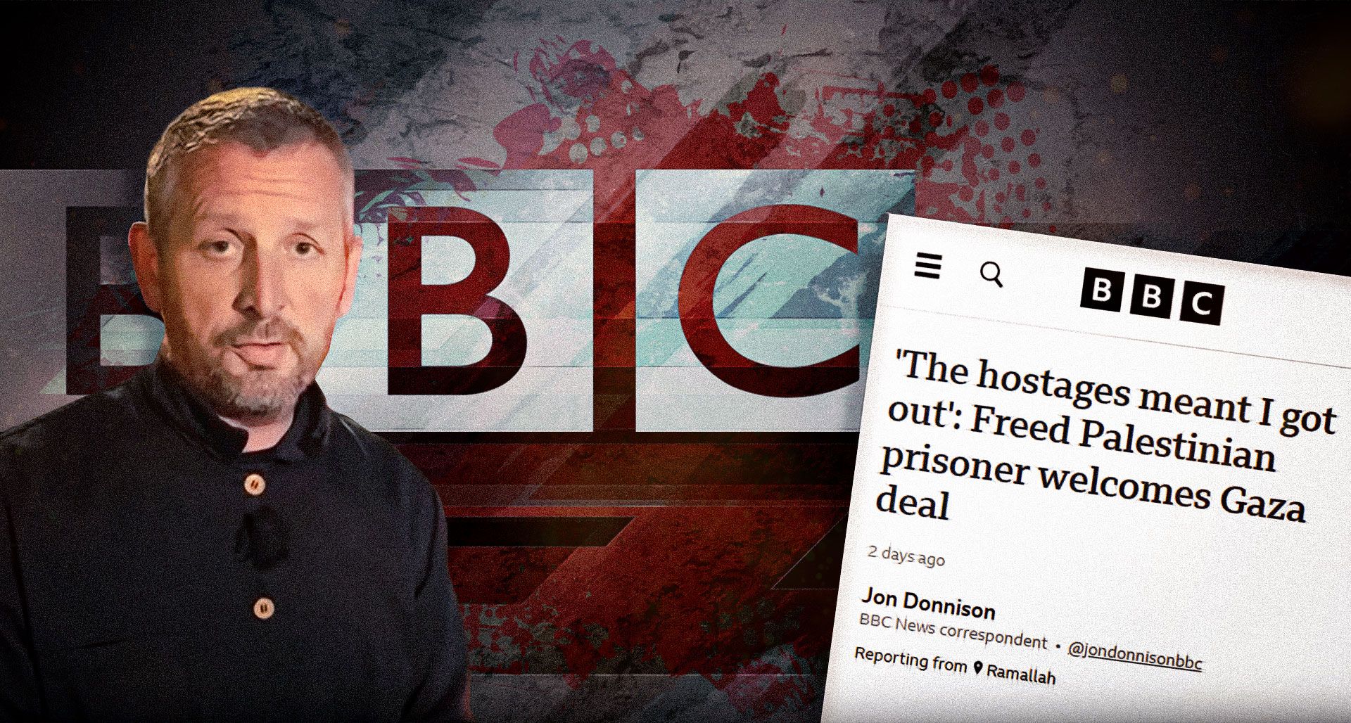 BBC Jon Donnison Palestinian prisoner release Credit: - Screenshot from youtube